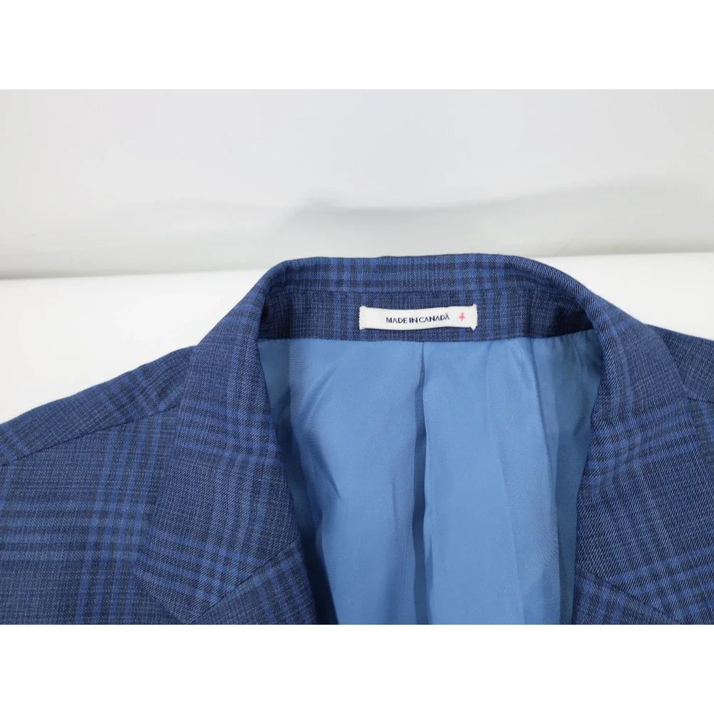 Peter Millar Sport Coat Mens 44S Windowpane plaid Wool Two Button notch lapel